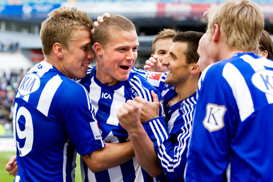  Pontus Wernbloom, Ragnar Sigurdsson, Eldin Karisik, Göteborg, jubel.