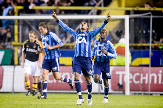 Thiago Quirino Da Silva, Djurgården, jubel efter kvitteringen till 1-1