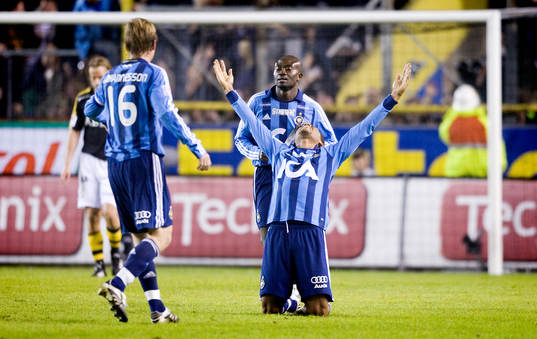  Thiago Quirino Da Silva, Djurgården, jubel  efter kvitteringen till 1-1