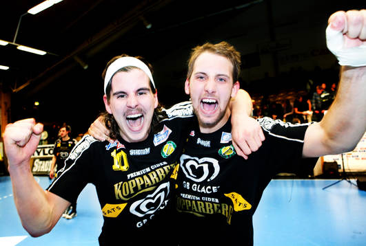 Victor Fridén och Patrik Fahlgren, Sävehof. Jubel