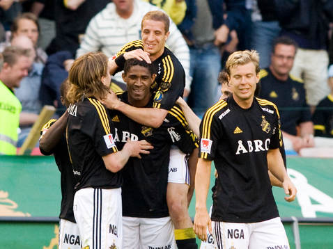  Kenny Pavey, och Khari Stephenson, AIK. Jubel, glädje.