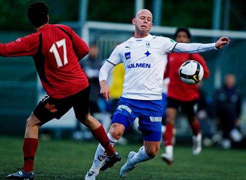  David Nordbeck, Norrköping, med bollen.
