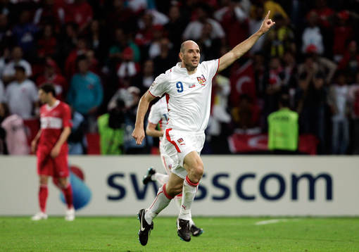   Jan Koller, Tjeckien, jubel efter mål.