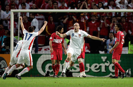  Jan Koller, Tjeckien, jubel efter mål.