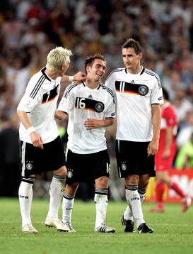  Bastian Schweinsteiger, Philipp Lahm och Miroslav Klose, jubel.