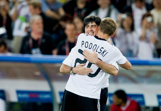  Joachim Löw, Förbundskapten Tyskland och Lukas Podolski, jubel.