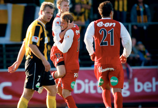  Joel Johansson och Kristoffer Fagercrantz, Falkenberg FF, jubel.