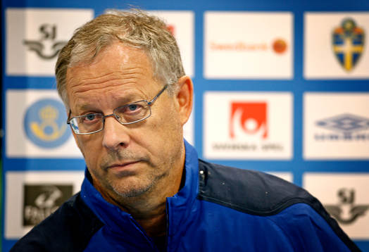  Sverige tränar på Stockholms Stadion inför första VM-kval matchen mot Albanien. Lars Lagerbäck, förbundskapten