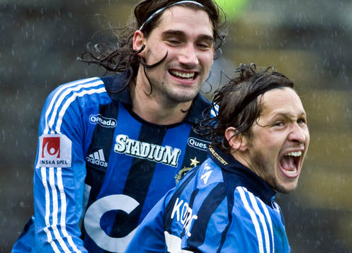  Jan Tauer, och Andrej Komac, Djurgården, jubel efter 1-0. 