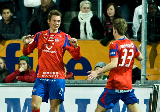 Roman Kienast, Helsingborg, jubel efter 0-1.
