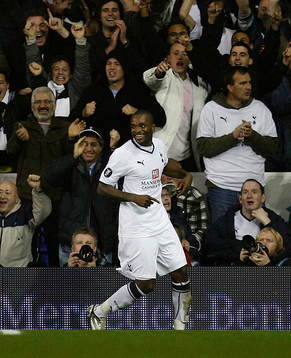  Darren Bent , Tottenham, glädje, jubel.
