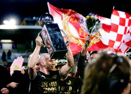  Henrik Rydström, Kalmar med pokalen, jubel. Svenska Mästare 2008, SM-guld, guld, glädje, pokal.