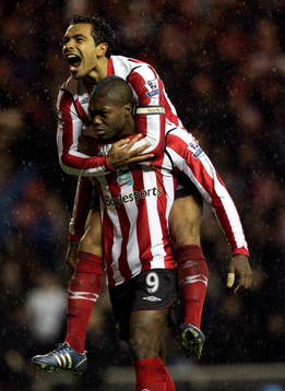  Djibirl Cisse och Kieran Richardson, Sunderland, glädje, jubel.