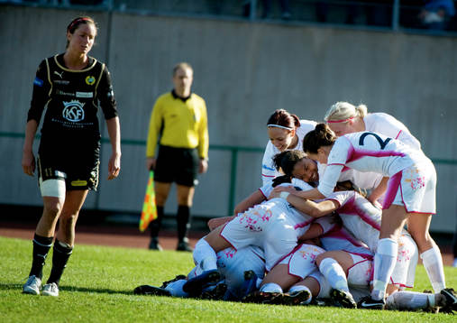 Frida Nordin, Ldb gjorde 2-1 i9 90:e minuten. Stort jubel i