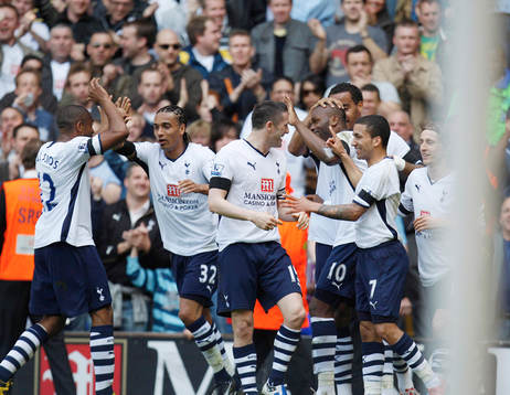  Darren Bent, Tottenham, glädje, jubel.
