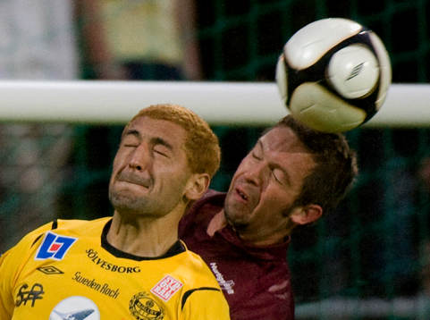  Nick. Joacim Jensen, Qviding och Juan Robledo, Mjällby.