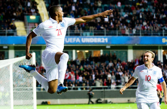  Fraizer Campbell, England jubel, glädje.