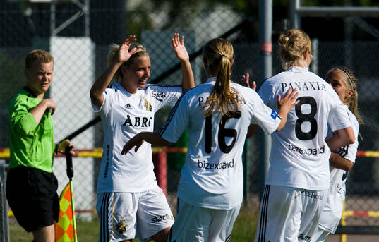  Emma Lidnqvist, Anne Mäkinen, Louise Fors, AIK, jubel