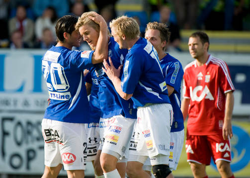  Andreas Drugge, Trelleborg gjorde 1-1 målet. Jubel, glädje.