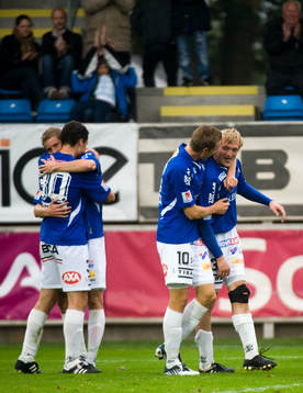 Marcus Pode, Fredrik Jensen, Jens Sloth, Trelleborg, jubel