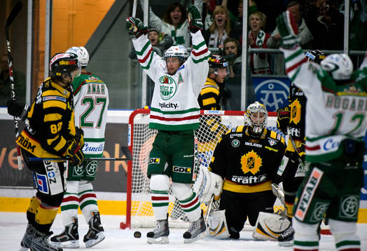 Jakob Johansson, Rögle, jubel, Andreas Hadelöv, målvakt,