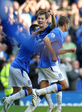  Diniyar Bilyaletdinov, Everton, glädje, jubel.