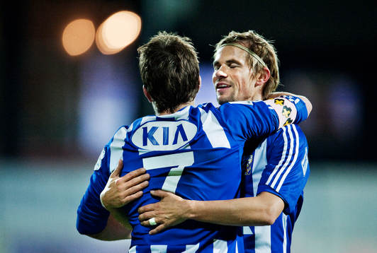  Tobias Hysén och Niclas Alexandersson, IFK Göteborg, jubel efter 0-2-målet.