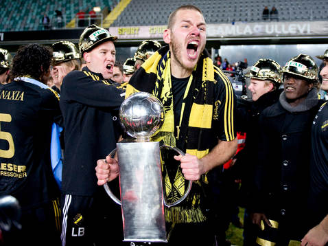  Daniel Örlund, målvakt, AIK. Svenska Mästare, SM-guld, pokal, jubel.