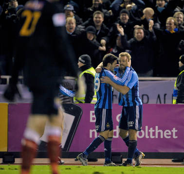  Mattias Jonson, Djurgården avgjorde, jubel tillsammans med Hrvoje Molic