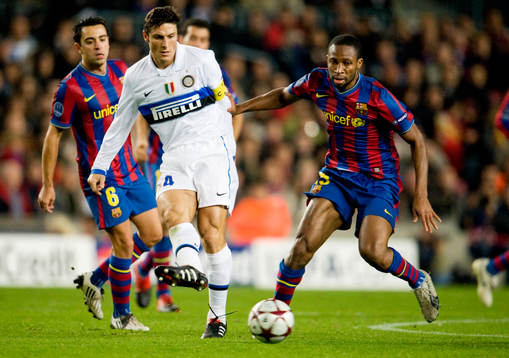  Xavi och Seydou Keita, Barcelona och Javier Zanetti, inter.