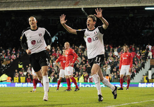  Zoltan Gera, Fulham, glädje, jubel över första målet för Fulham.
