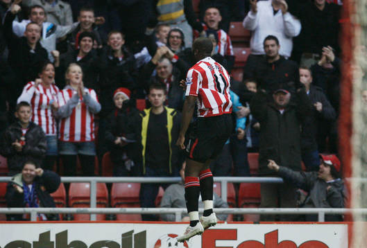  Darren Bent, glädje och jubel över första målet för Sunderland.
