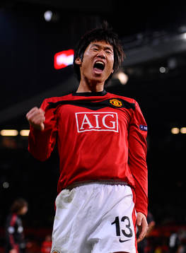  Ji-Sung Park, glädje och jubel över tredje målet för Manchester United.
