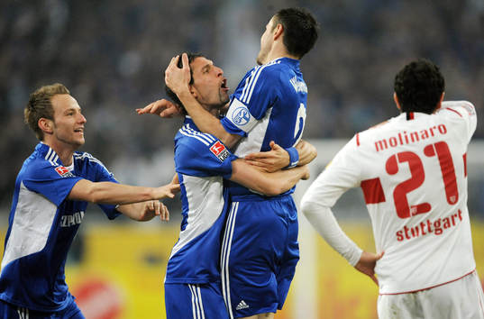  Kevin Kuranyi, Schalke. Glädje, jubel över segermålet, 2-1.