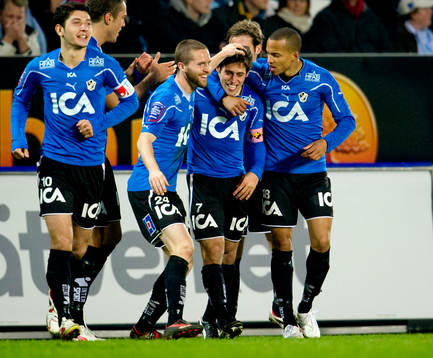    Michael Görlitz, Halmstad jubel efter 0-1 målet.