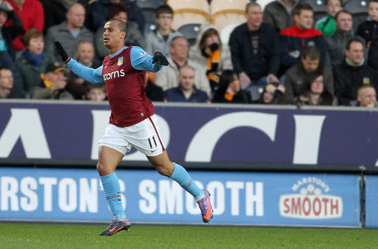  Gabriel Agbonlahor, Aston Villa, glädje, jubel.
