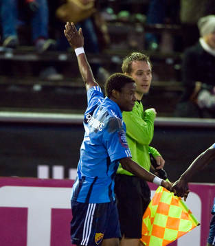  Kennedy Igboananike, Djurgården, jubel efter 1-0.