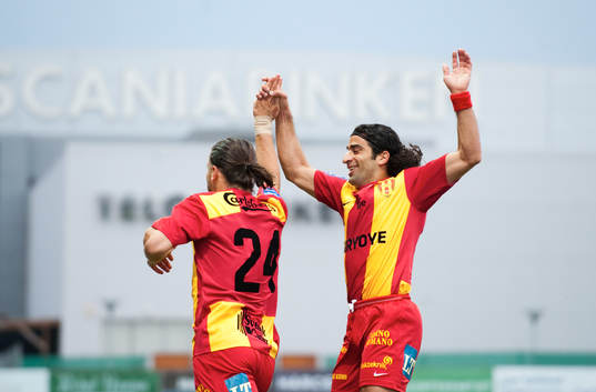  Haris Skenderovic, Syrianska jubel tillsammans med Abgar Barsom efter 1-0