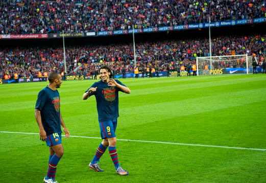  Barcelona spanska mästare.  Zlatan Ibrahimovic och Thierry Henry jubel.