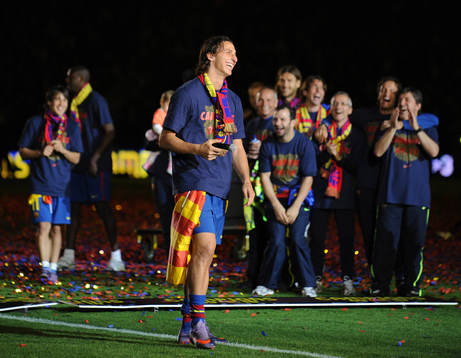 Barcelona spanska mästare. Alla spelare höll tal. ZLatan