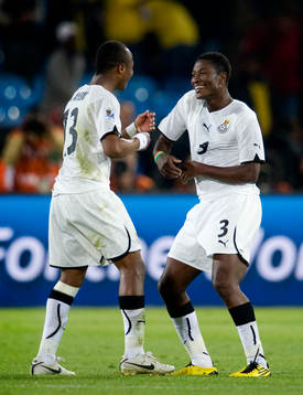  André Ayew, Asamoah Gyan, Ghana (glädje, jubel, dans)