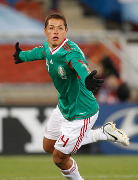  Javier Hernandez, glädje, jubel efter 0-1 till Mexico.
