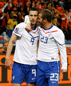  Robin Van Persie och Rafael van der Vaart, Holland, jubel.
