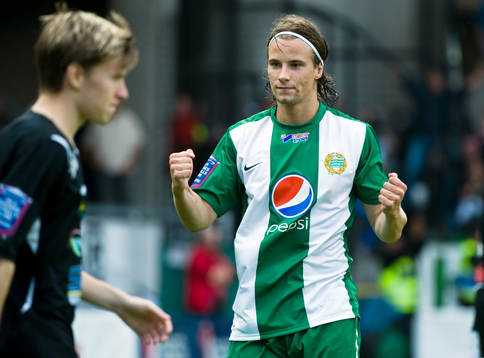  Linus Hallenius, Hammarby, jubel efter sitt andra mål och 2-0.