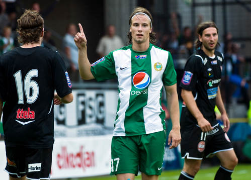  Linus Hallenius, Hammarby, jubel efter sitt andra mål och 2-0.