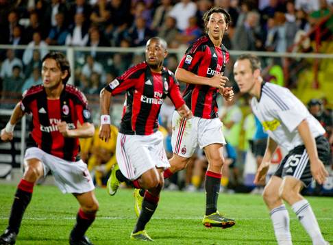 Inzaghi, Robinho, och Zlatan Ibrahimovic, Milan