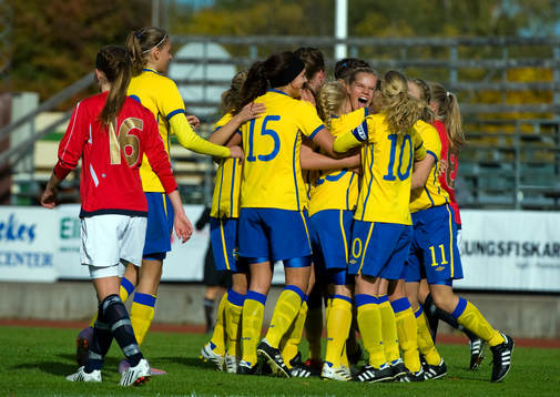  Måljubel, jubel efter 1-0 av Maja Andersson, Sverige.
