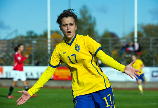  Marija Banusic, Sverige, jubel efter 2-0.