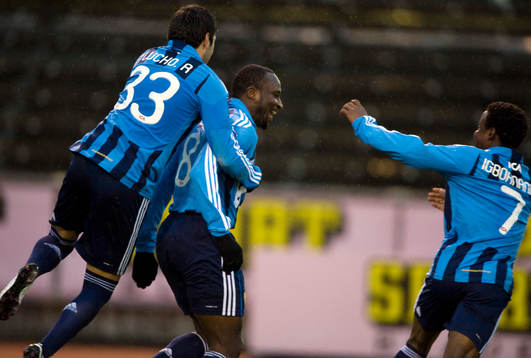  Prince Ikpe Ekong, Djurgården, jubel efter 1-0.