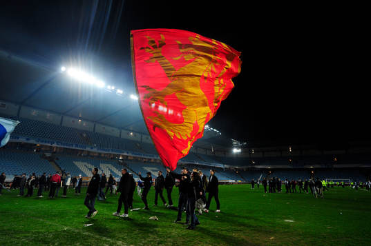  Malmö Svenska Mästare 2010, Jubel på innerplan. SM-guld, flagga, fana.